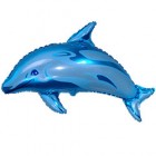 Дельфин синий, фольгированный шар