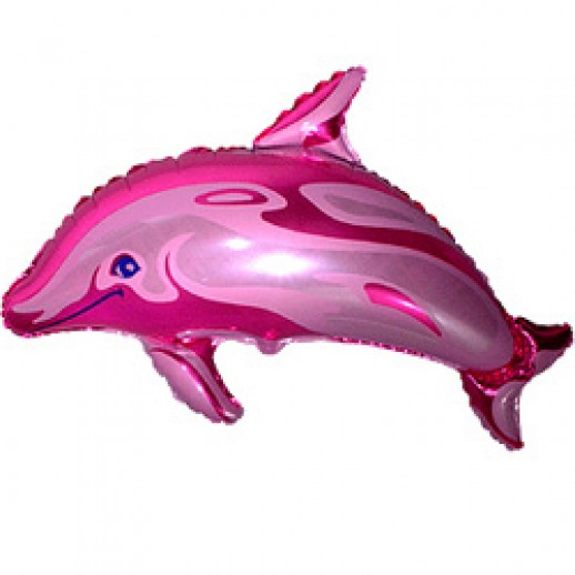 Дельфин розовый, фольгированный шар
