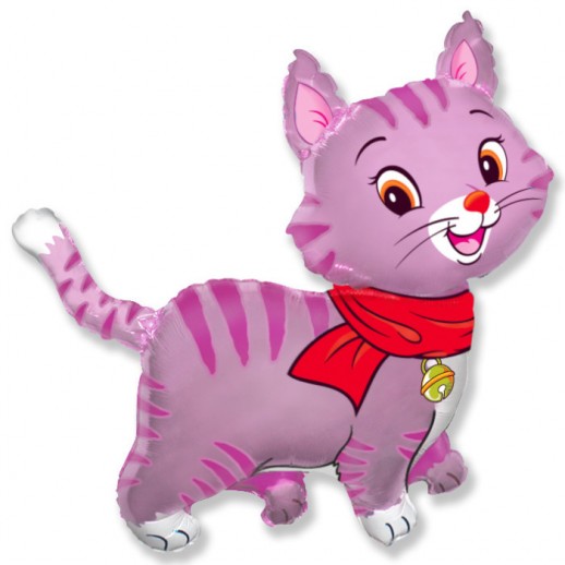 Кошка розовая, фольгированный шар