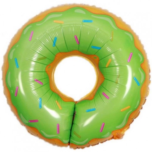 Пончик, зелёный, фольгированный шар