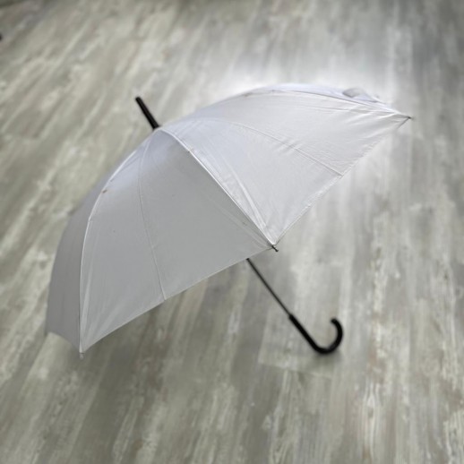 Зонт, белый с темно-коричневой ручкой